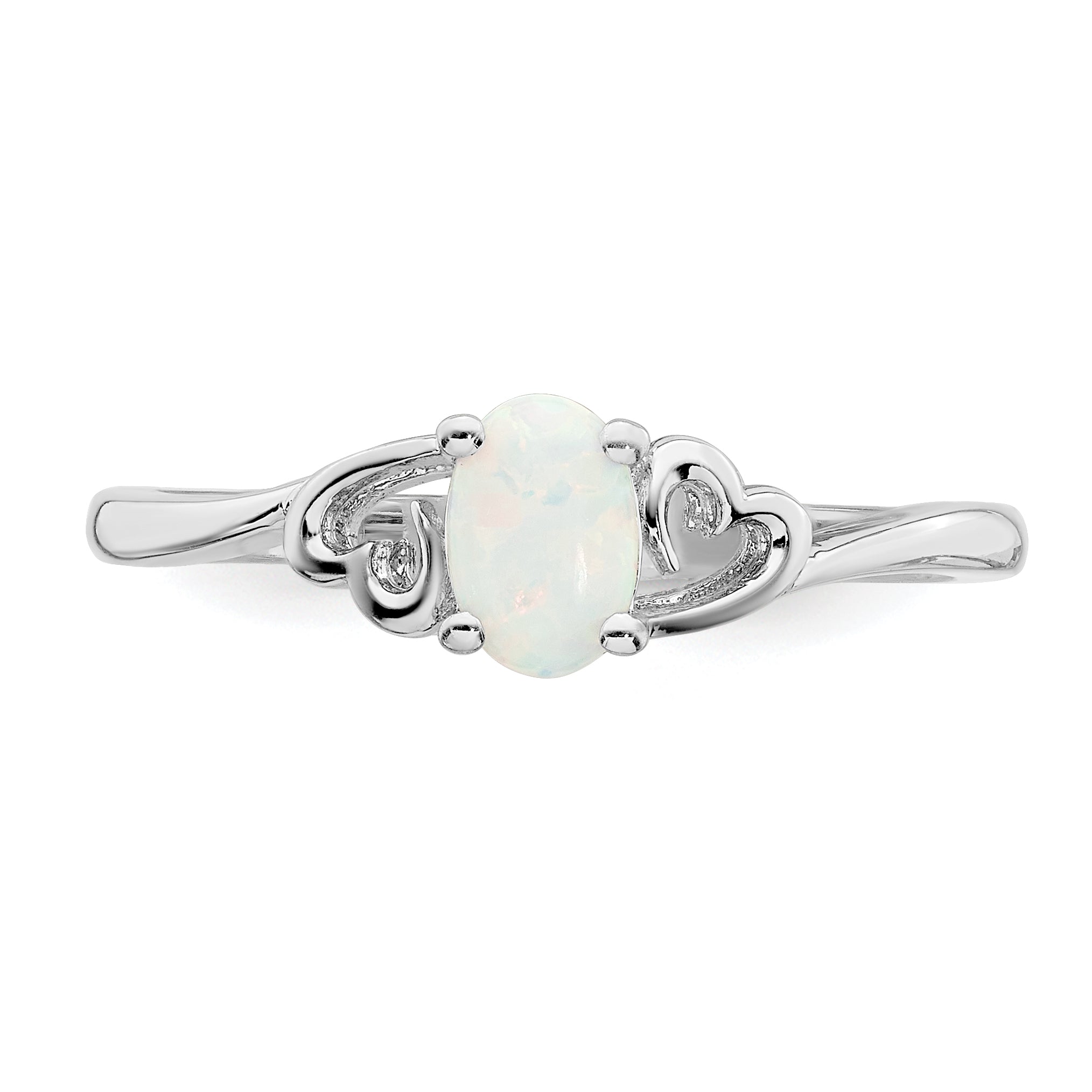 Sterling Silver Rhodium-Plated Created Opal Ring