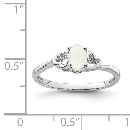 Sterling Silver Rhodium-Plated Created Opal Ring