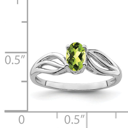 Sterling Silver Rhodium-Plated Peridot Ring