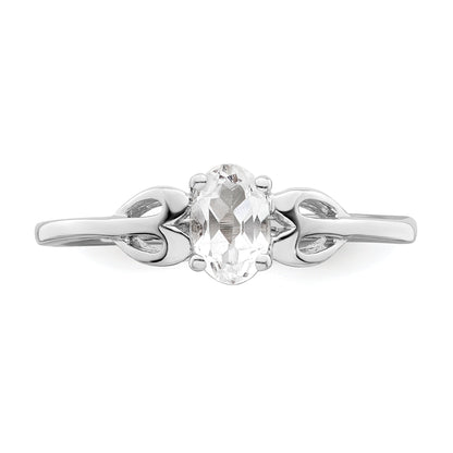 Sterling Silver Rhodium-Plated White Topaz Ring