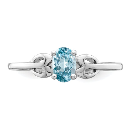 Sterling Silver Rhodium-Plated Light Swiss Blue Topaz Ring