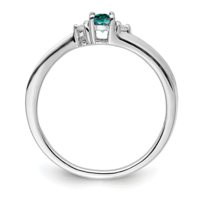 Sterling Silver Rhod-Plated Created Alexandrite/Diamond Birthstone Ring