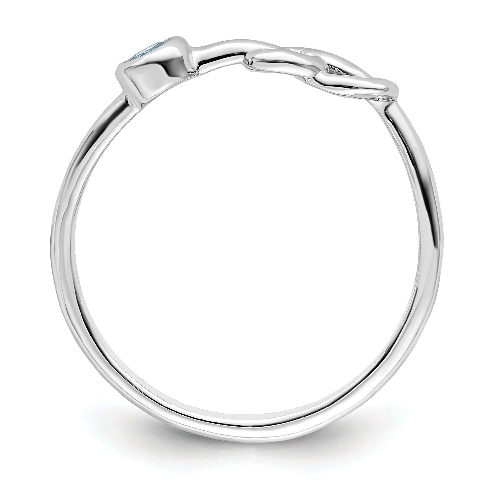 Sterling Silver Rhodium-Plated Polished Infinity Aquamarine Ring