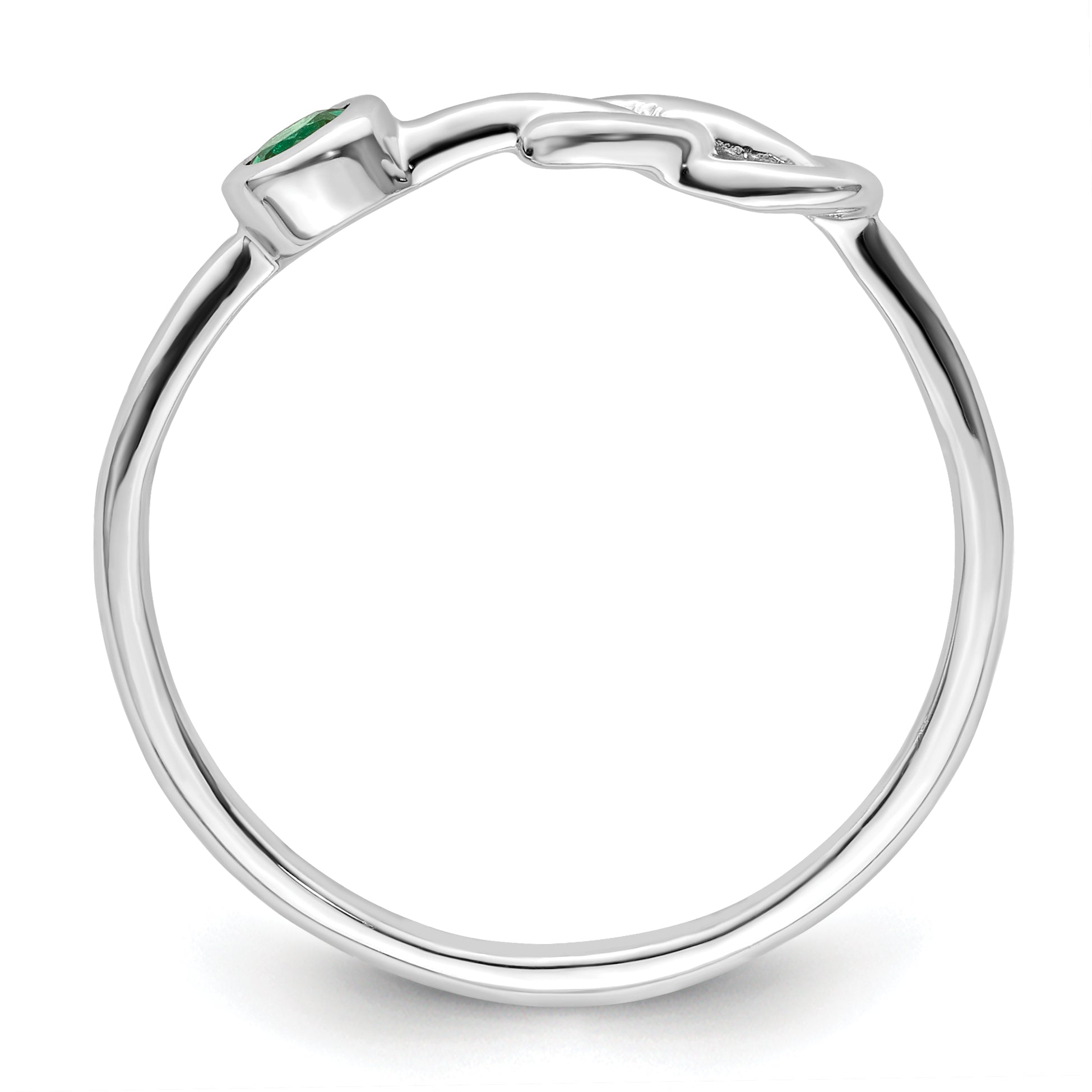 Sterling Silver Rhodium-Plated Polished Infinity Lab Created Emerald Ring