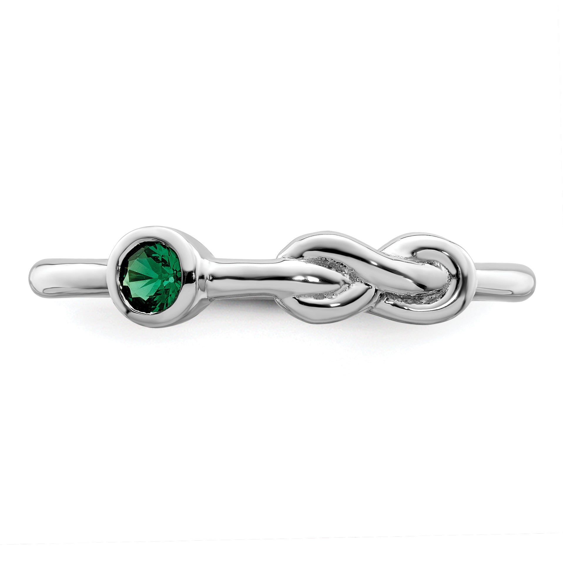 Sterling Silver Rhodium-Plated Polished Infinity Lab Created Emerald Ring