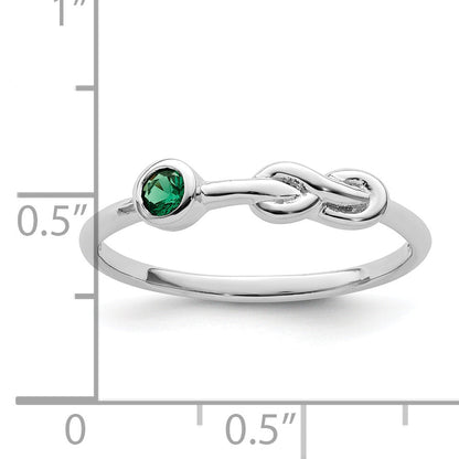 Sterling Silver Rhodium-Plated Polished Infinity Lab Created Emerald Ring