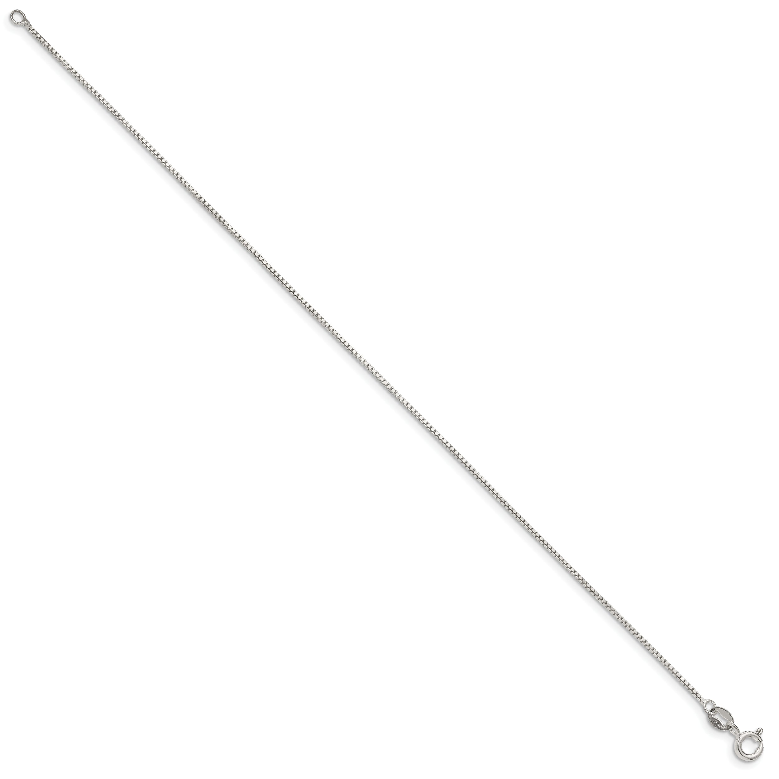 10 Inch Sterling Silver .9mm Box Chain Anklet