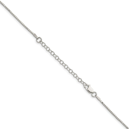 18 Inch Sterling Silver 1.25mm Box Chain W/2In Ext.