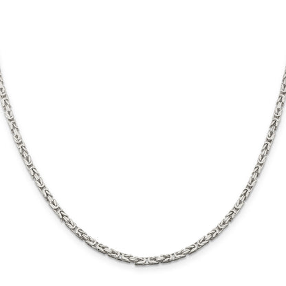 18 Inch Sterling Silver 2.5mm Byzantine Chain Necklace