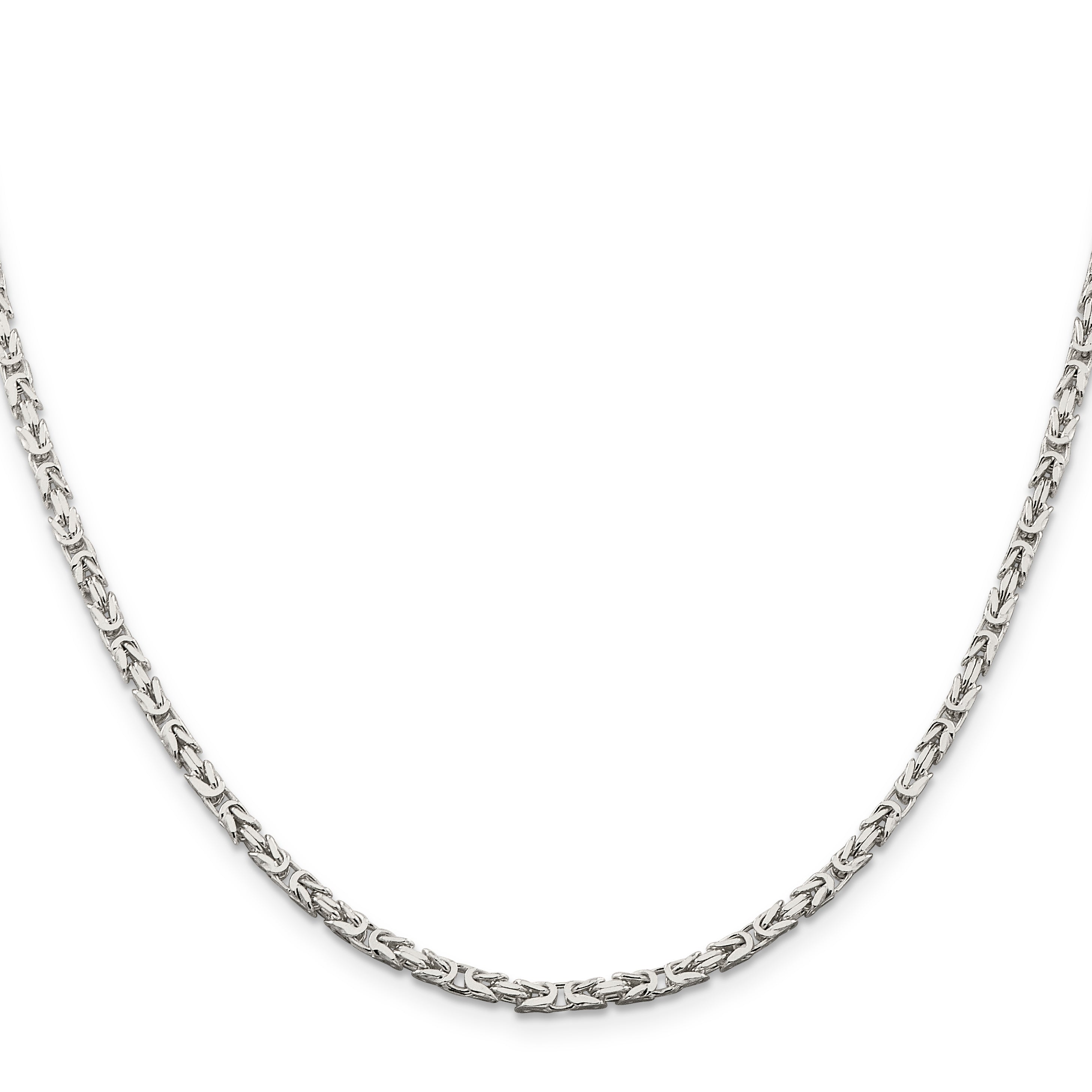 22 Inch Sterling Silver 2.5mm Byzantine Chain Necklace