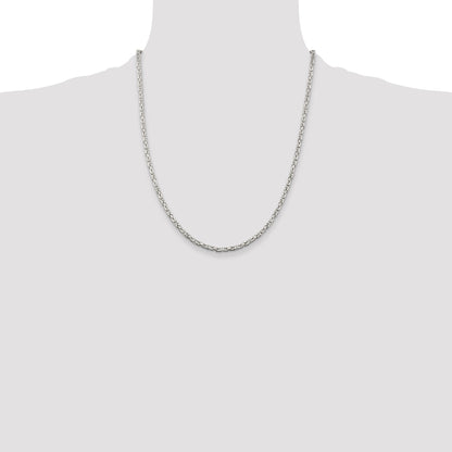 22 Inch Sterling Silver 2.5mm Byzantine Chain Necklace