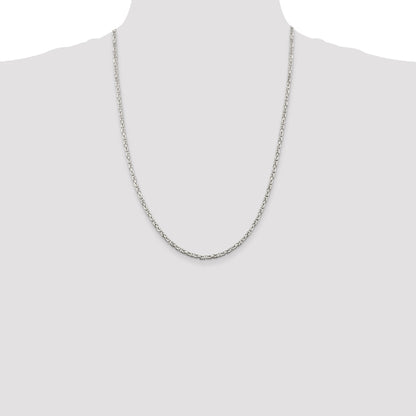 24 Inch Sterling Silver 2.5mm Byzantine Chain Necklace