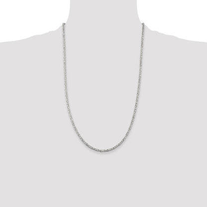 26 Inch Sterling Silver 2.5mm Byzantine Chain Necklace
