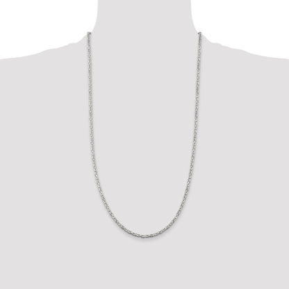 28 Inch Sterling Silver 2.5mm Byzantine Chain Necklace