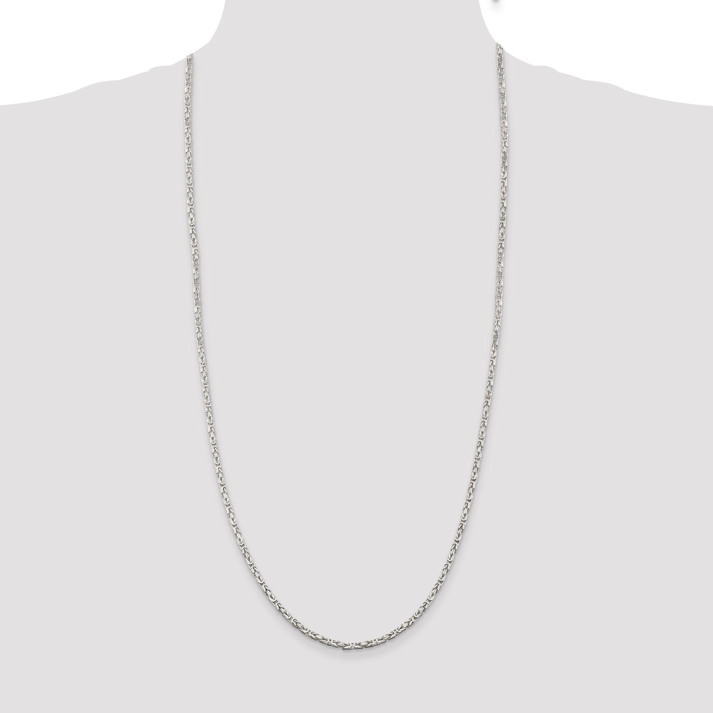 30 Inch Sterling Silver 2.5mm Byzantine Chain Necklace