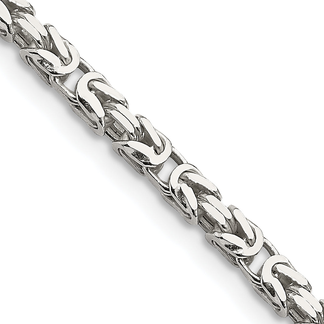20 Inch Sterling Silver 2.5mm Byzantine Chain Necklace