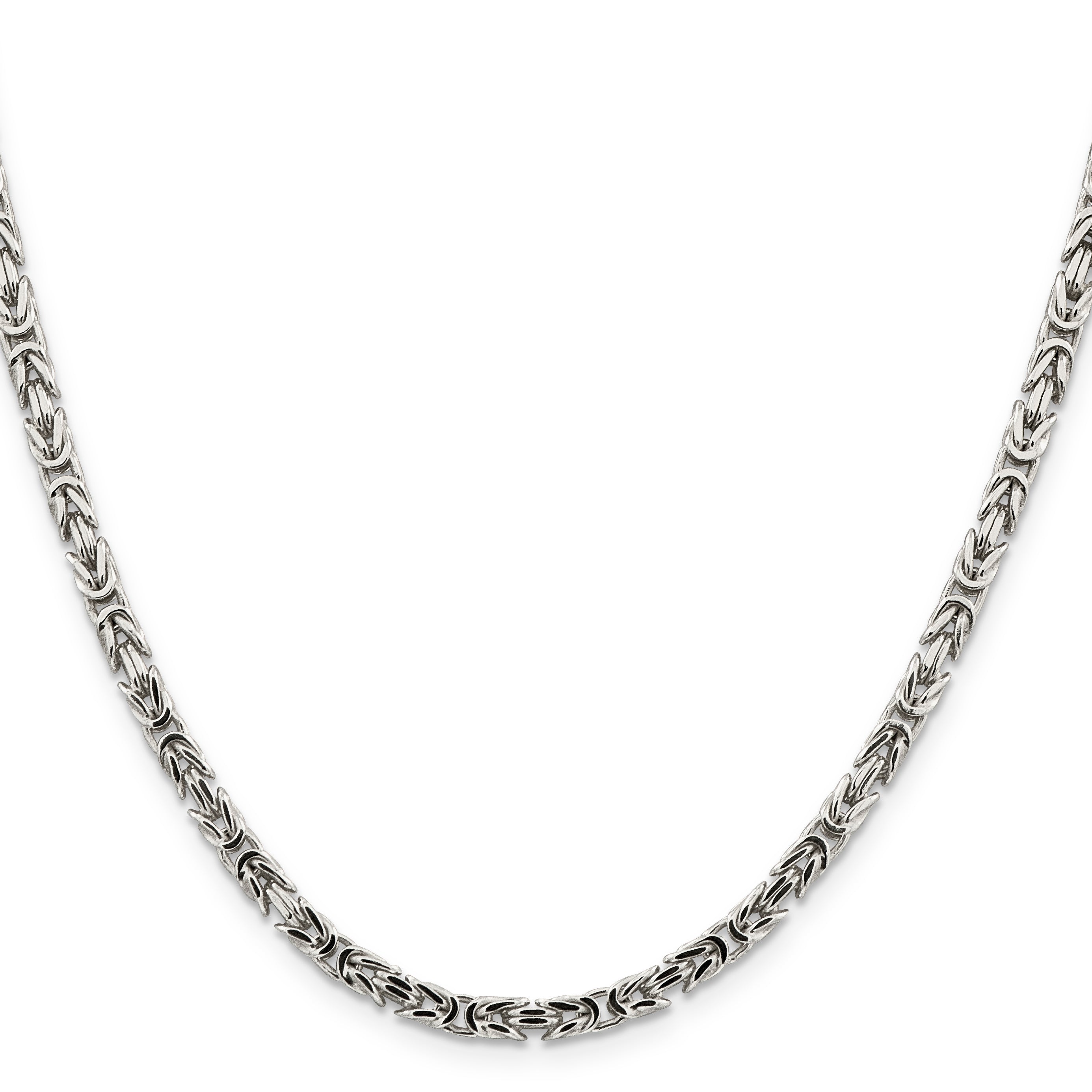 18 Inch Sterling Silver 3.25mm Byzantine Chain Necklace
