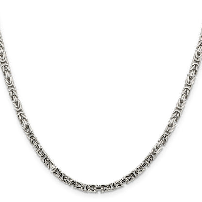 22 Inch Sterling Silver 3.25mm Byzantine Chain Necklace