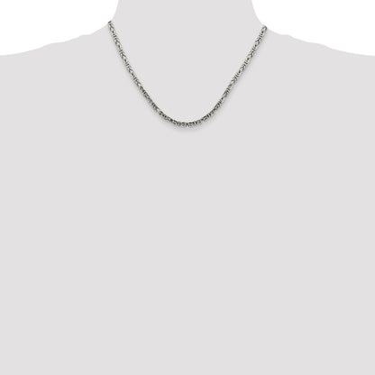 18 Inch Sterling Silver 3.25mm Byzantine Chain Necklace