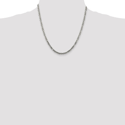 20 Inch Sterling Silver 3.25mm Byzantine Chain Necklace