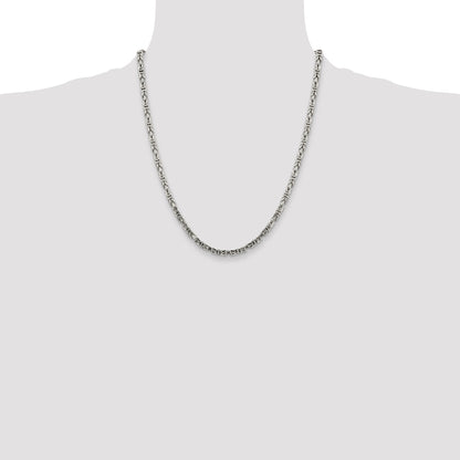 22 Inch Sterling Silver 3.25mm Byzantine Chain Necklace