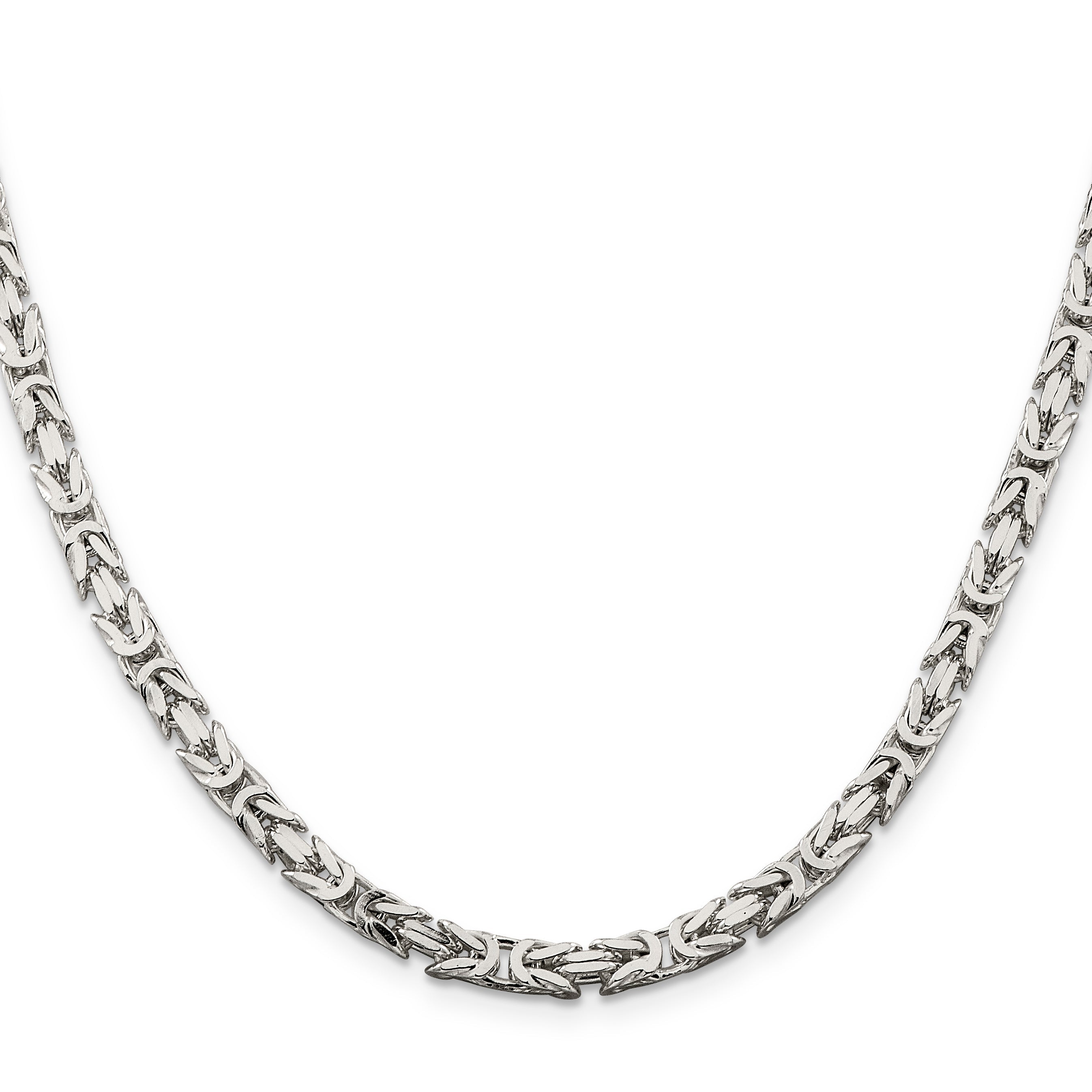 22 Inch Sterling Silver 4.25mm Byzantine Chain Necklace