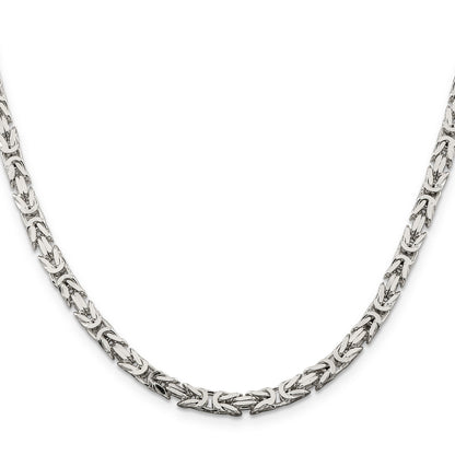 22 Inch Sterling Silver 4.25mm Byzantine Chain Necklace