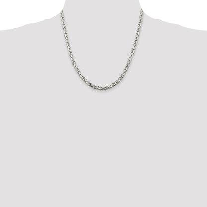20 Inch Sterling Silver 4.25mm Byzantine Chain Necklace