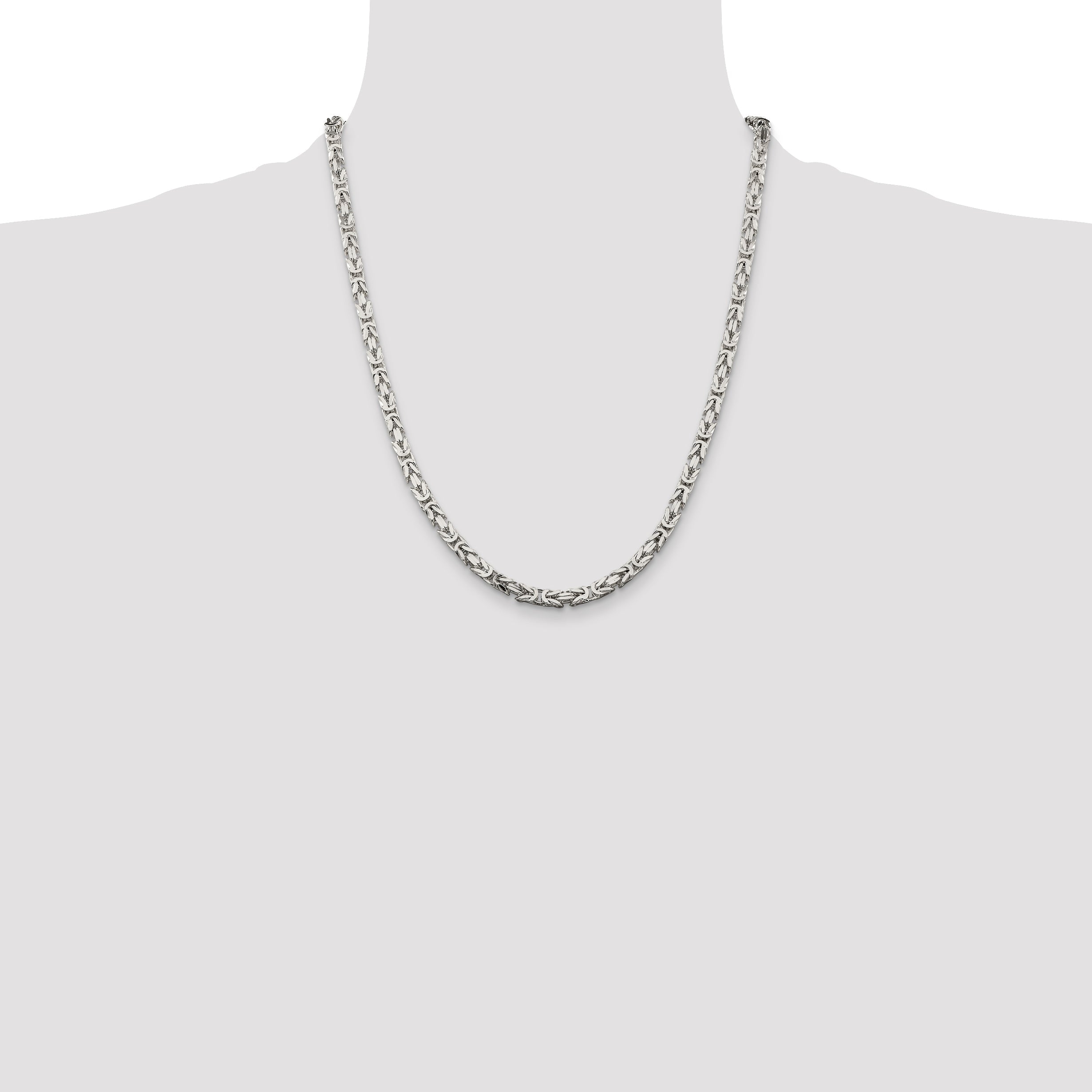 22 Inch Sterling Silver 4.25mm Byzantine Chain Necklace