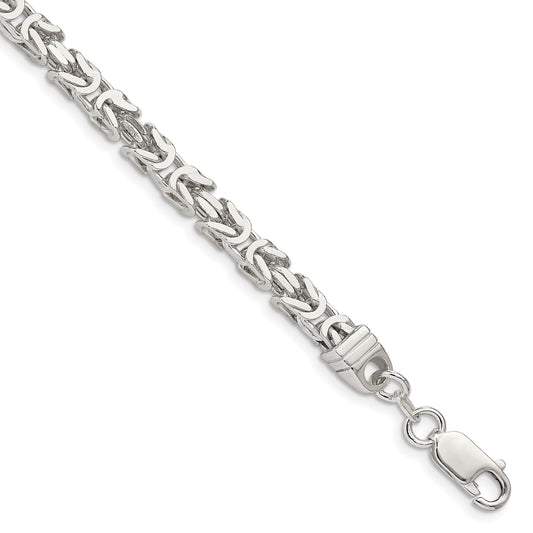 8 Inch Sterling Silver 4.25mm Byzantine Chain Bracelet