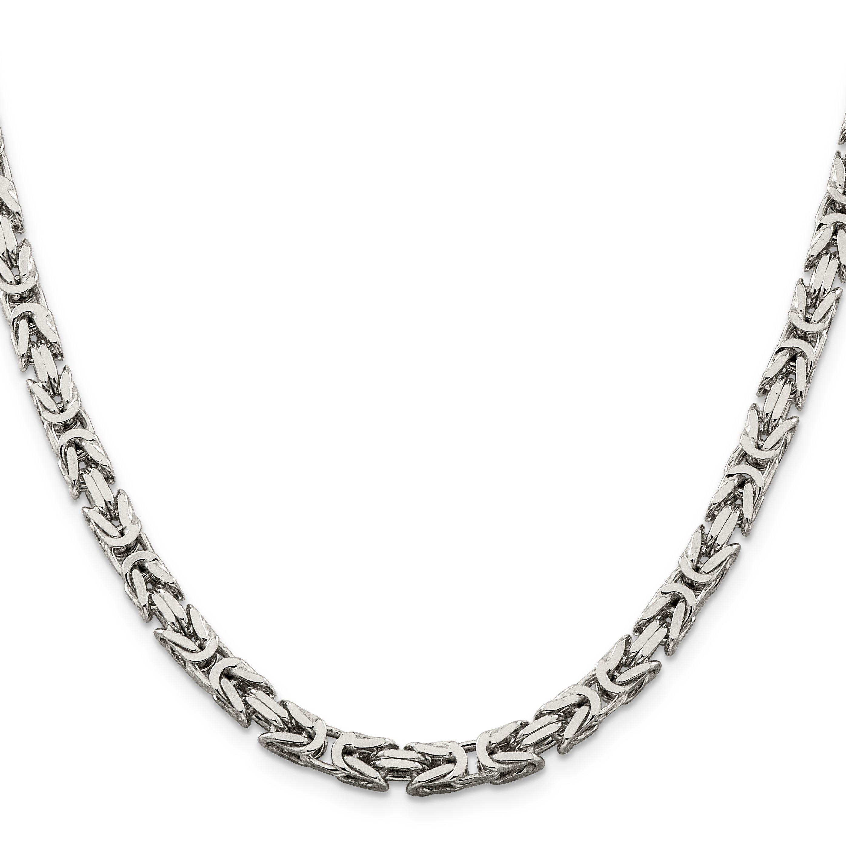 28 Inch Sterling Silver 5mm Byzantine Chain Necklace