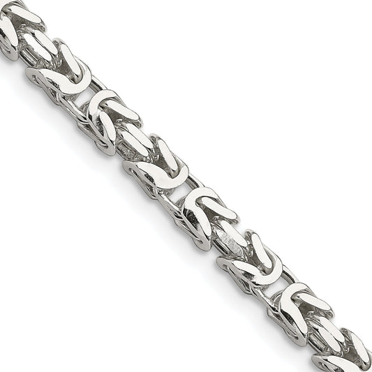 22 Inch Sterling Silver 5mm Byzantine Chain Necklace