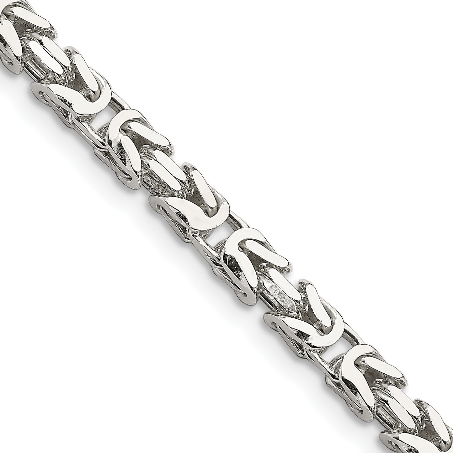 28 Inch Sterling Silver 5mm Byzantine Chain Necklace