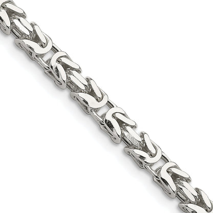 28 Inch Sterling Silver 5mm Byzantine Chain Necklace