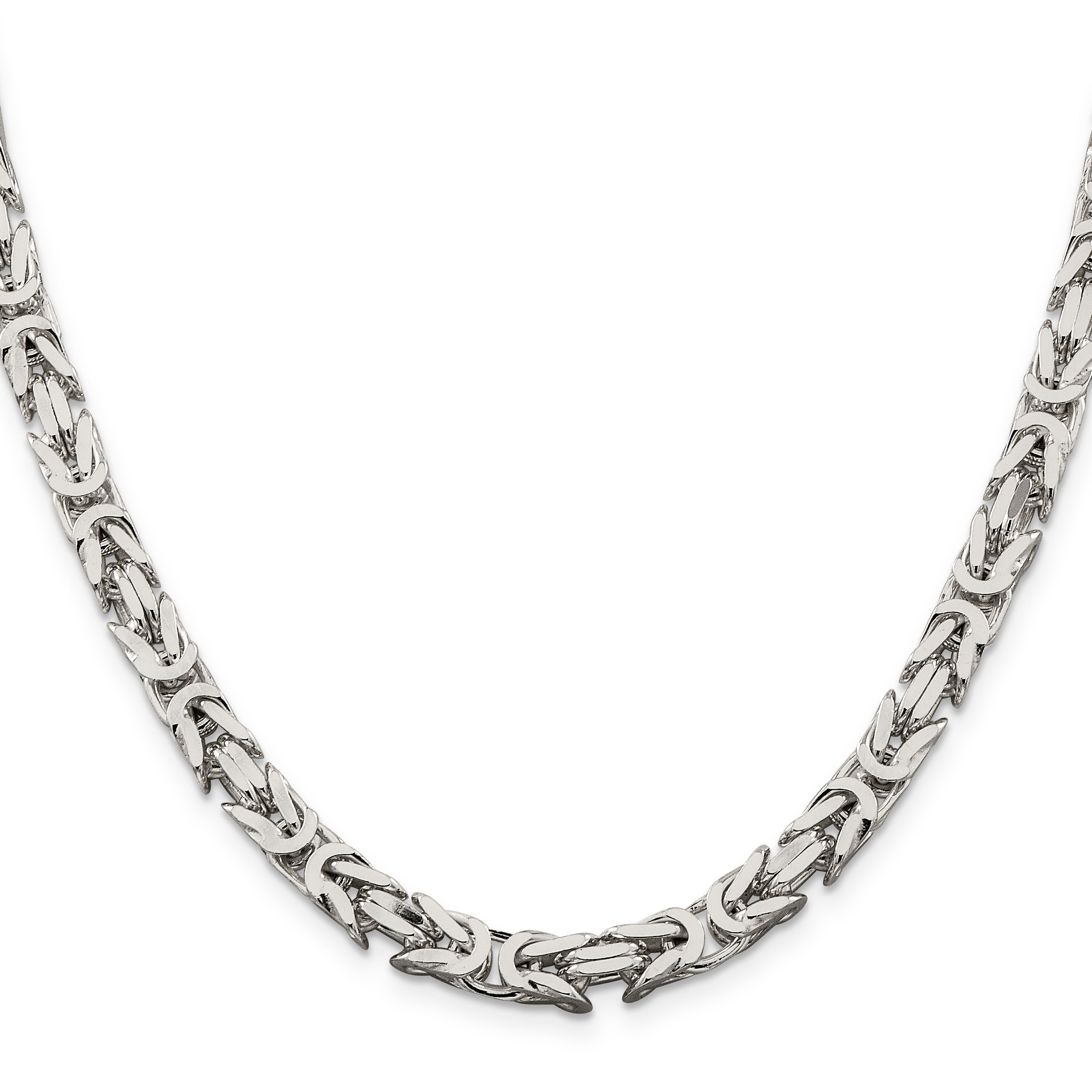 28 Inch Sterling Silver 6mm Byzantine Chain Necklace