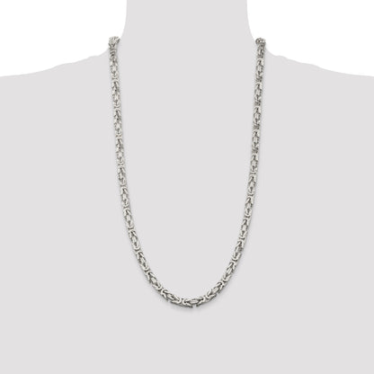 28 Inch Sterling Silver 6mm Byzantine Chain Necklace