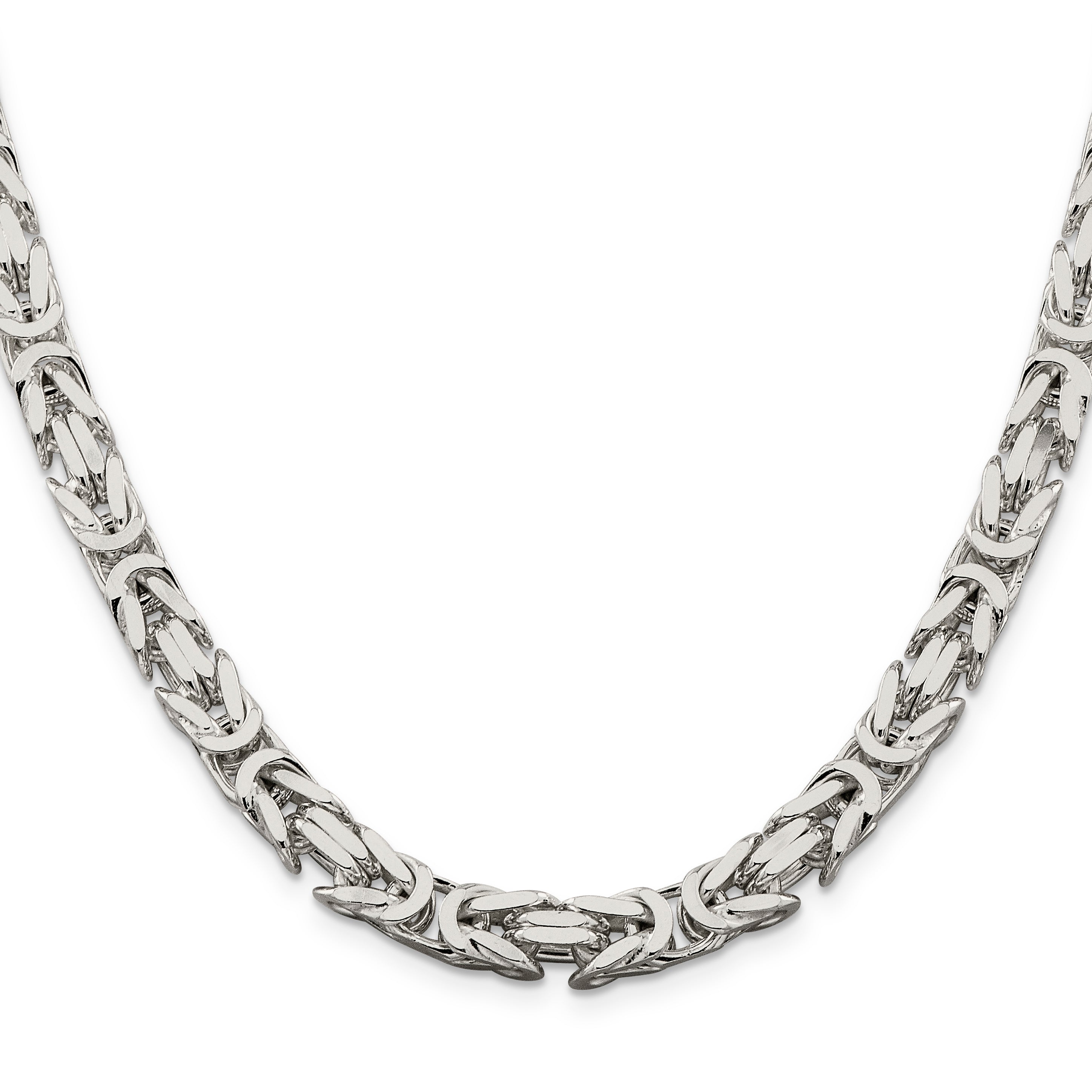 20 Inch Sterling Silver 7.5mm Byzantine Chain Necklace