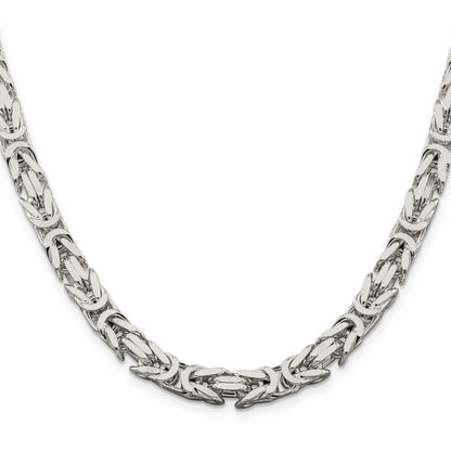 24 Inch Sterling Silver 7.5mm Byzantine Chain Necklace