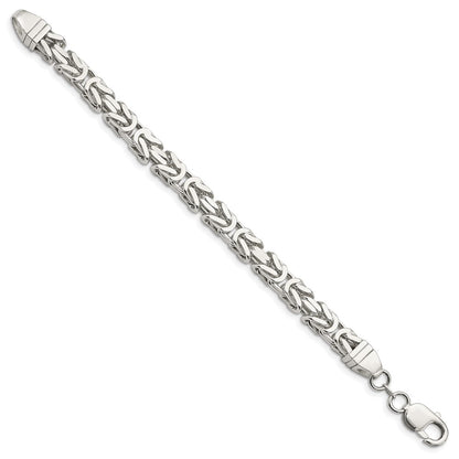 9 Inch Sterling Silver 7mm Byzantine Chain Bracelet