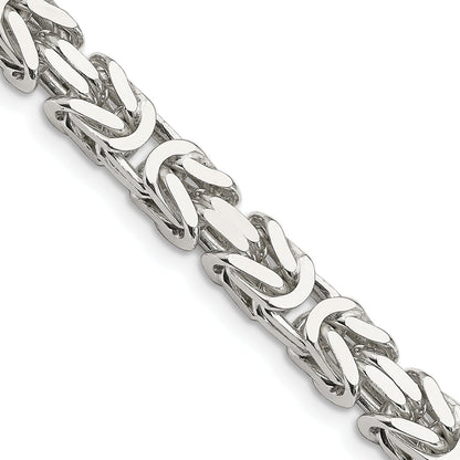 22 Inch Sterling Silver 7.5mm Byzantine Chain Necklace