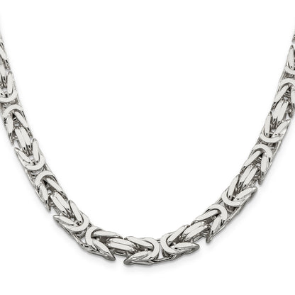 24 Inch Sterling Silver 8.25mm Byzantine Chain Necklace
