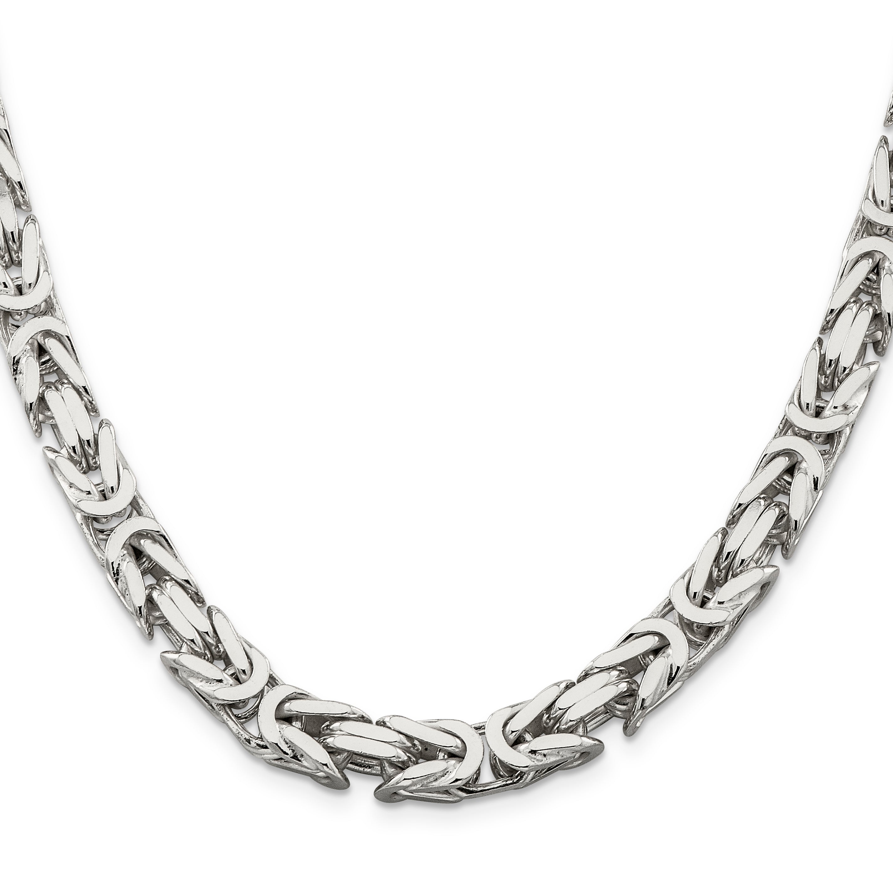 22 Inch Sterling Silver 8.25mm Byzantine Chain Necklace