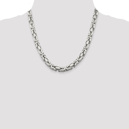 20 Inch Sterling Silver 8.25mm Byzantine Chain Necklace