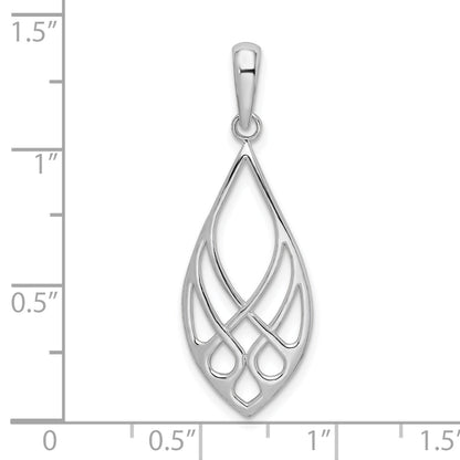 Sterling Silver De-Ani Rhodium-Plated Polished Teardrop Celtic Knot Pendant