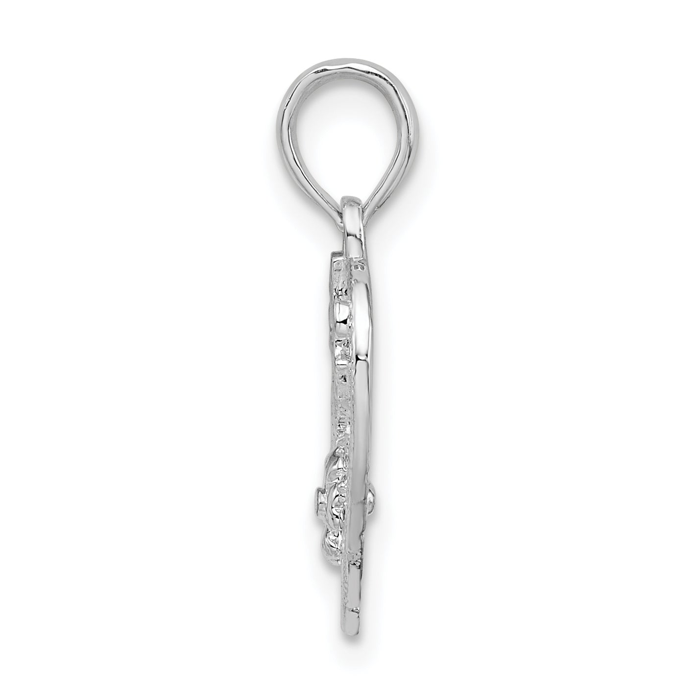 Sterling Silver De-Ani Rhodium-Plated Polished #1 Sister With Flower Heart Pendant