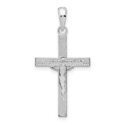 Sterling Silver De-Ani Rhodium-Plated Polished Latin Crucifix Pendant