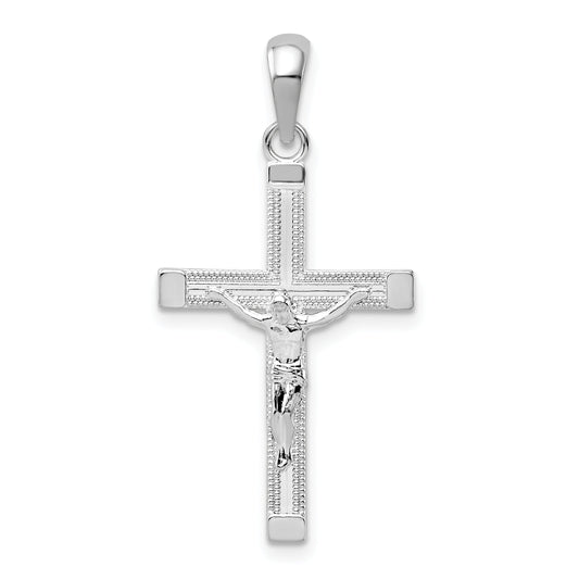 Sterling Silver De-Ani Rhodium-Plated Polished Latin Crucifix Pendant