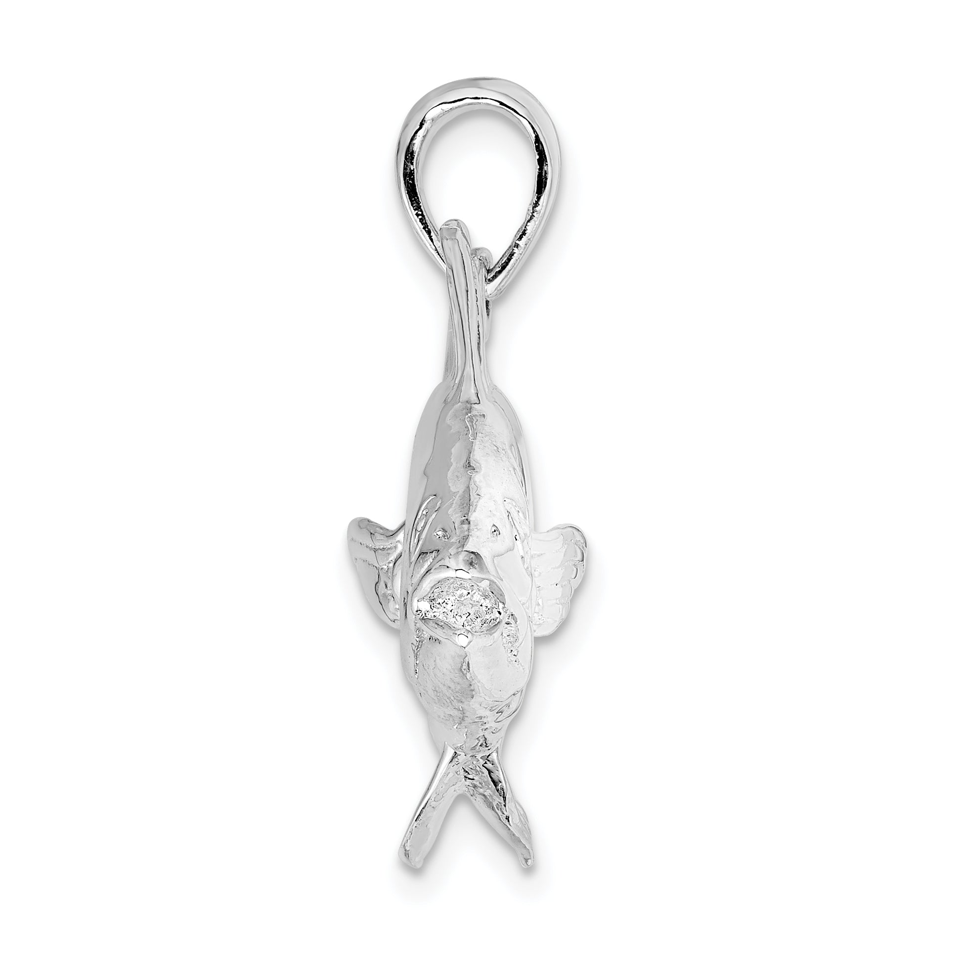 Sterling Silver De-Ani Rhodium-Plated Polished Skipjack Tuna Fish Pendant
