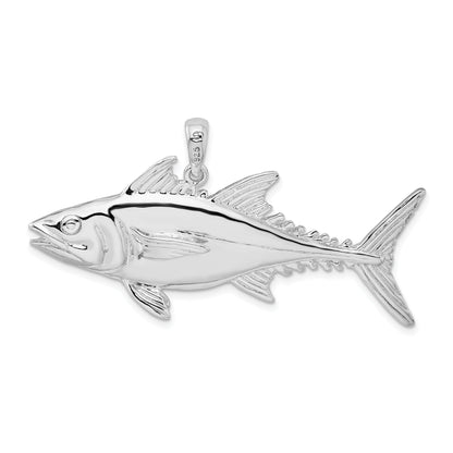Sterling Silver De-Ani Rhodium-Plated Polished Skipjack Tuna Fish Pendant