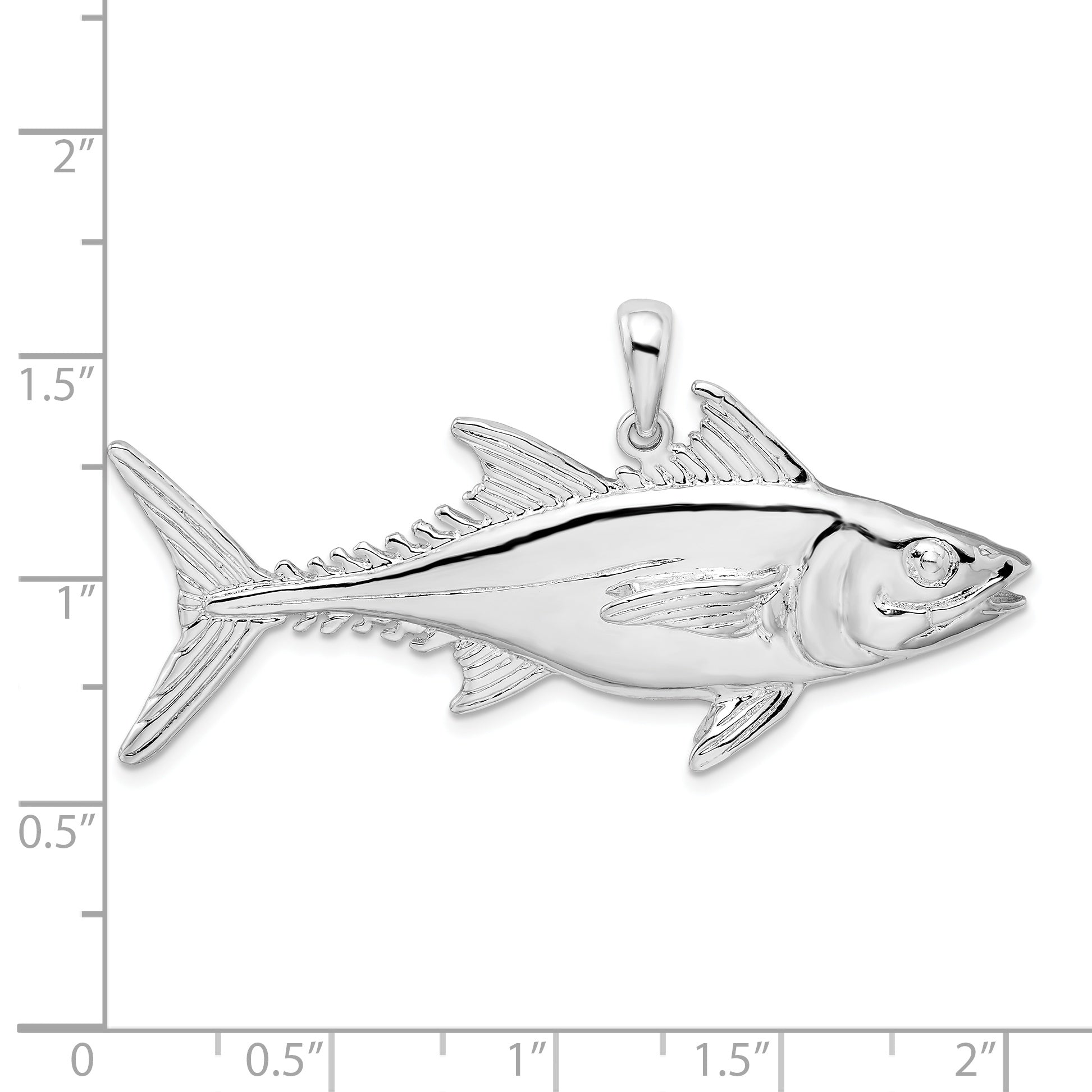 Sterling Silver De-Ani Rhodium-Plated Polished Skipjack Tuna Fish Pendant